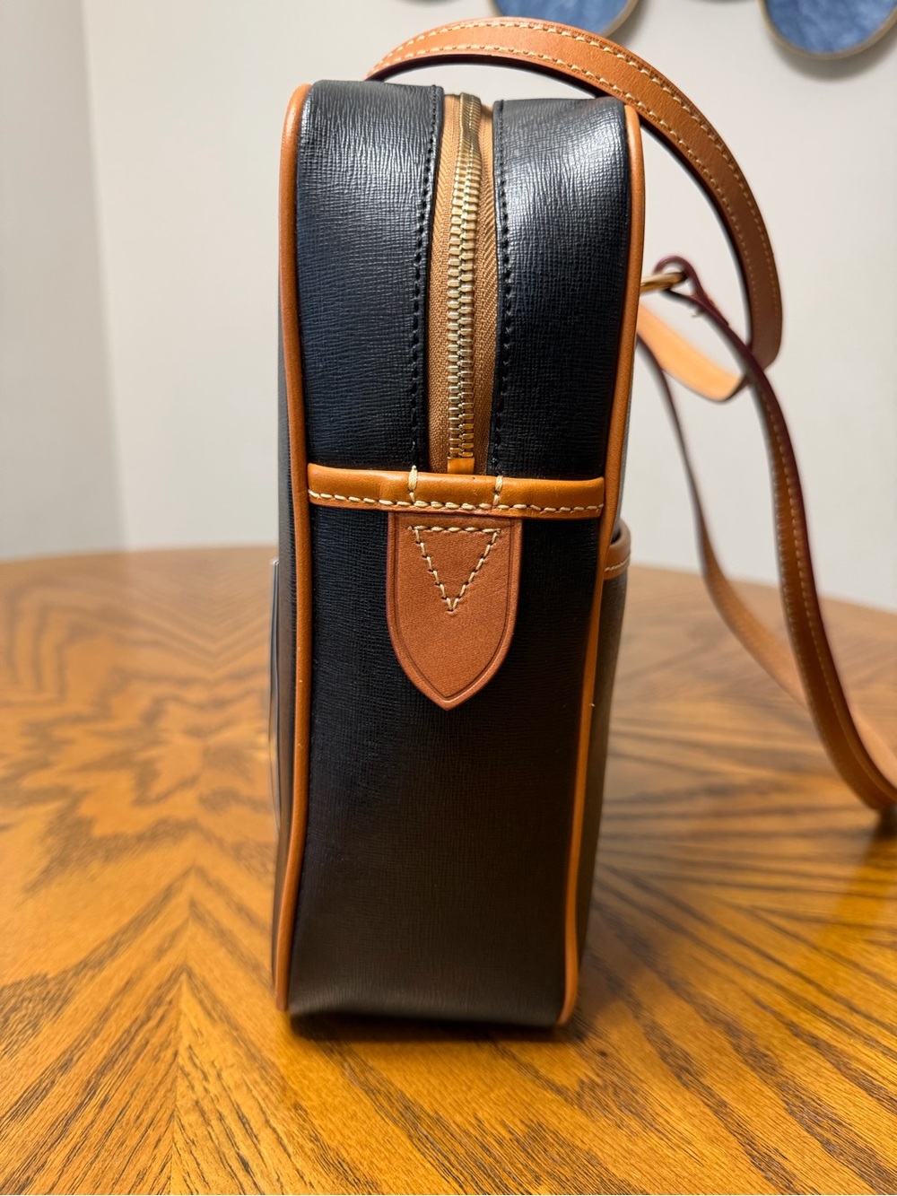 Dooney & Bourke Black Bag with Tan Leather Trim - Picture 5 of 7